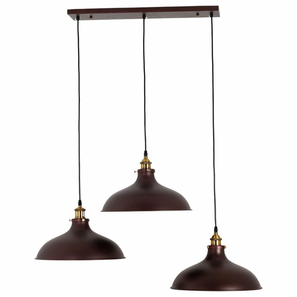 Lamp Sets |  Eadred Industrial 3-Light Oil Rubbed Bronze Island Pendant, 14″ Wide