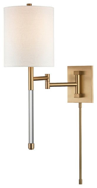 Lamp Shades |  Englewood 1 Light Wall Sconce, Aged Brass Finish, White Linen