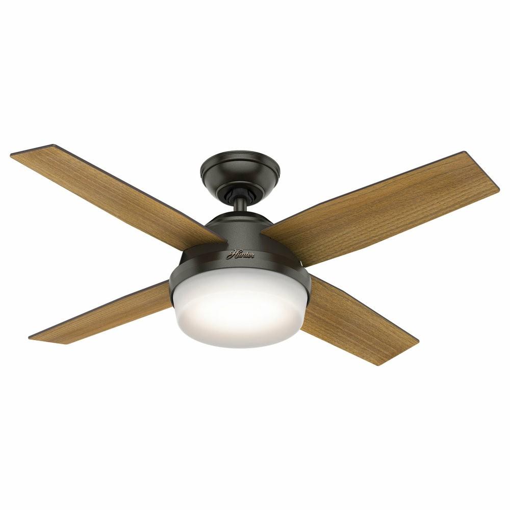 Ceiling Fans |  Hunter Fan Company 44″ Dempsey Noble Bronze Ceiling Fan With Light/Remote