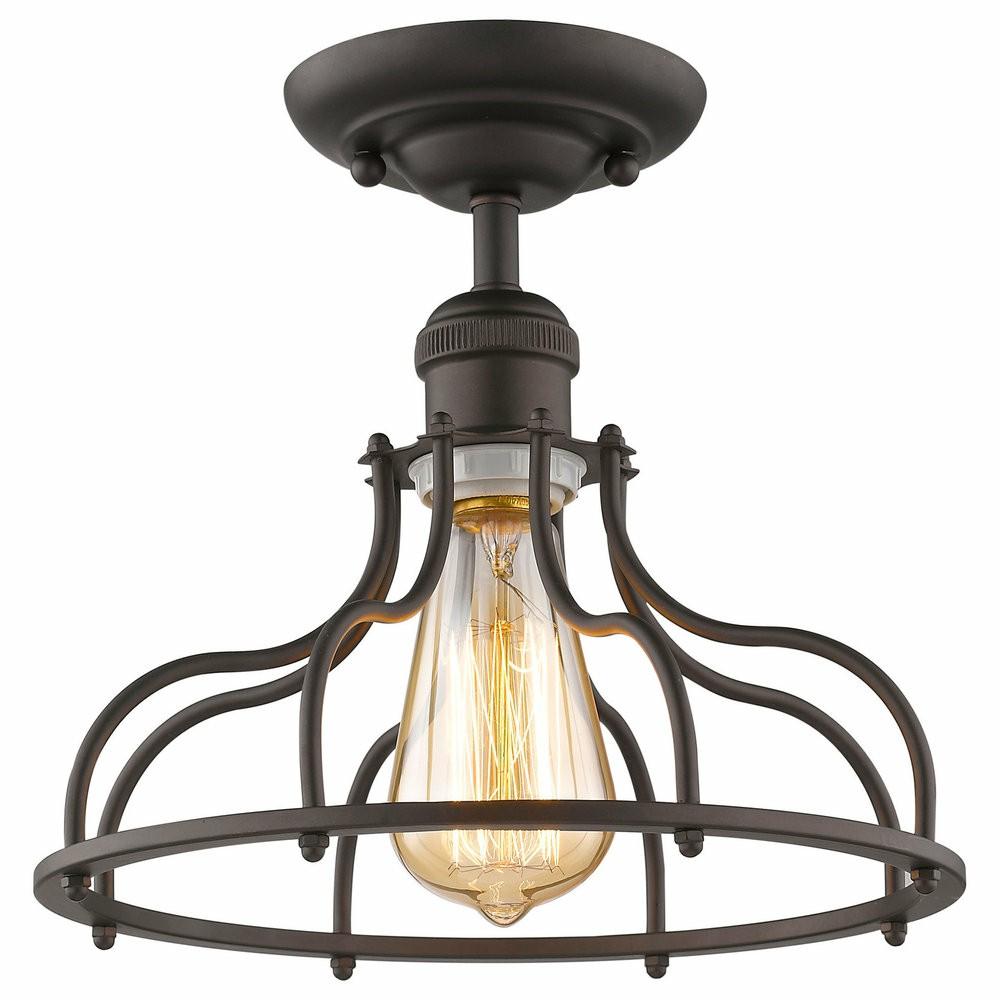 Chandeliers |  Jaxon 1-Light Rubbed Bronze Semi-Flush Ceiling Fixture 10″