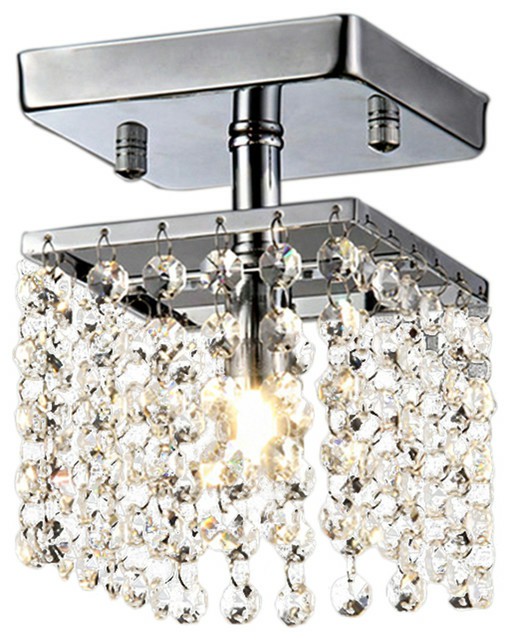 Chandeliers |  Jhea 1-Light Crystal 5″ Chandelier, Chrome