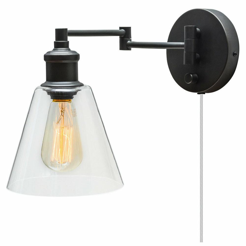 Lamp Sets |  Leclair 1-Light Dark Bronze Plug-In Or Hardwire Industrial Wall Sconce