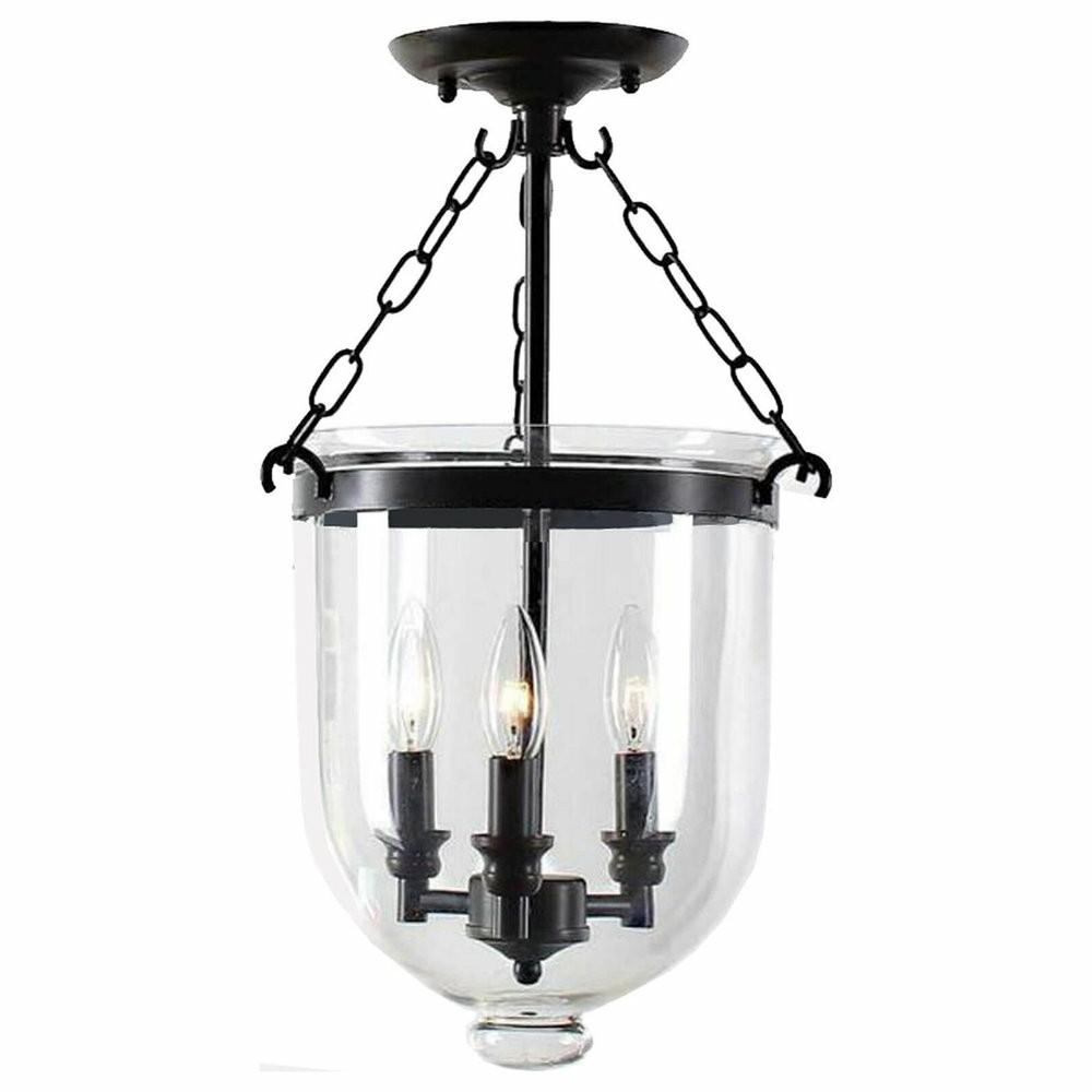 Flush-Mount Lights |  Lynn Antique Copper Glass Lantern Flush Mount