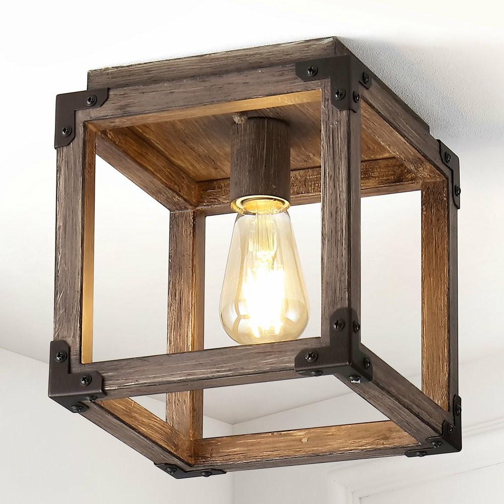 Flush-Mount Lights |  Magnolia Iron Led Flush Mount, Brown, 8″